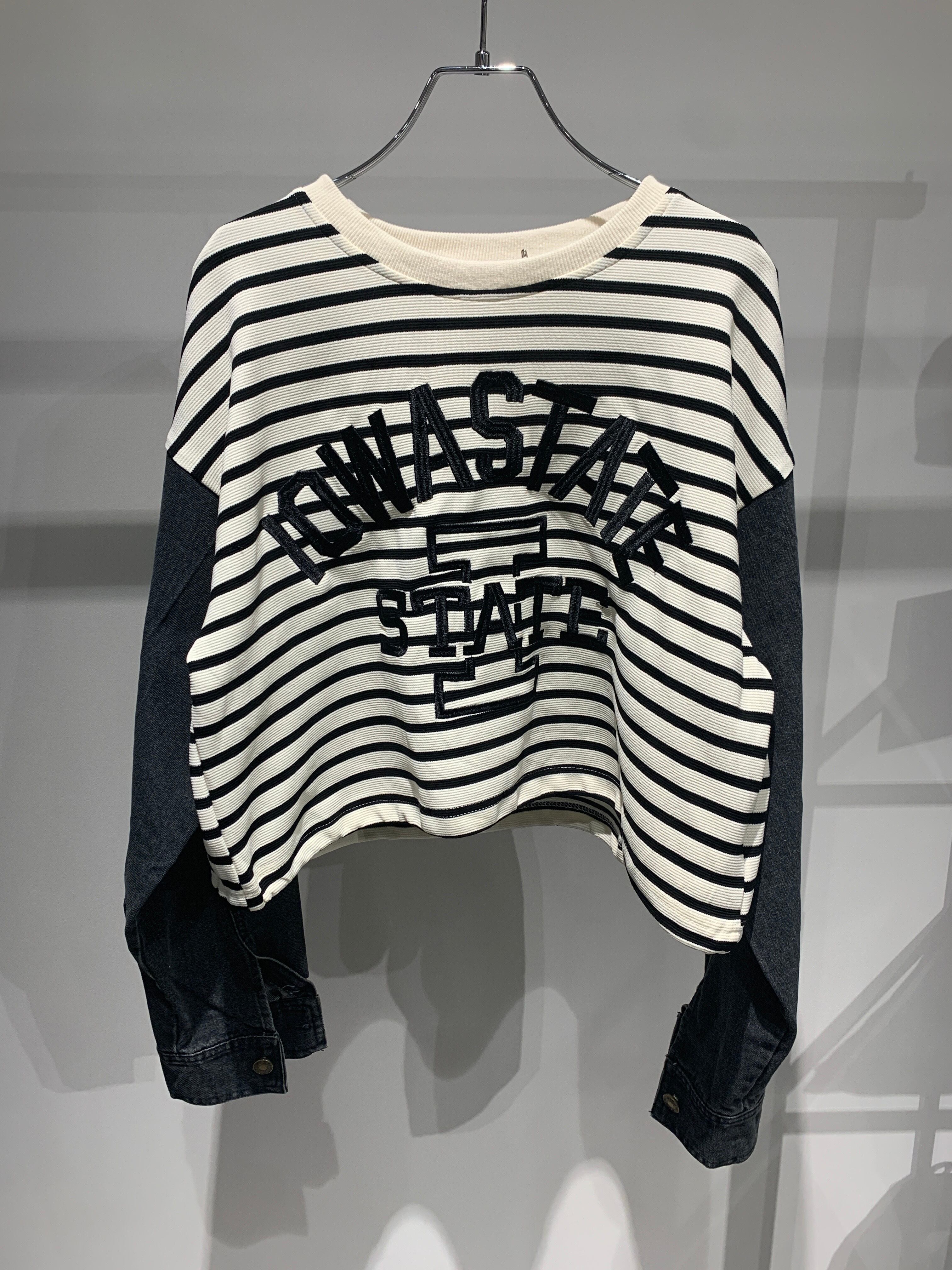 denim docking border cropped tops