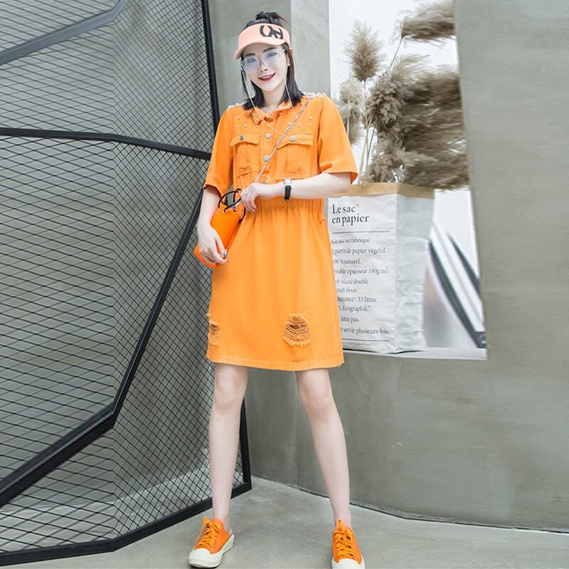 カジュアルドレス スプリングカラーウェストスリム 春物 ミックスインファッション96570217289