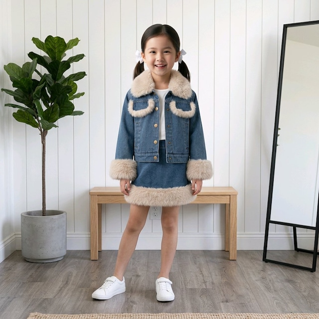 kids もこもこボアデニムセットアップ