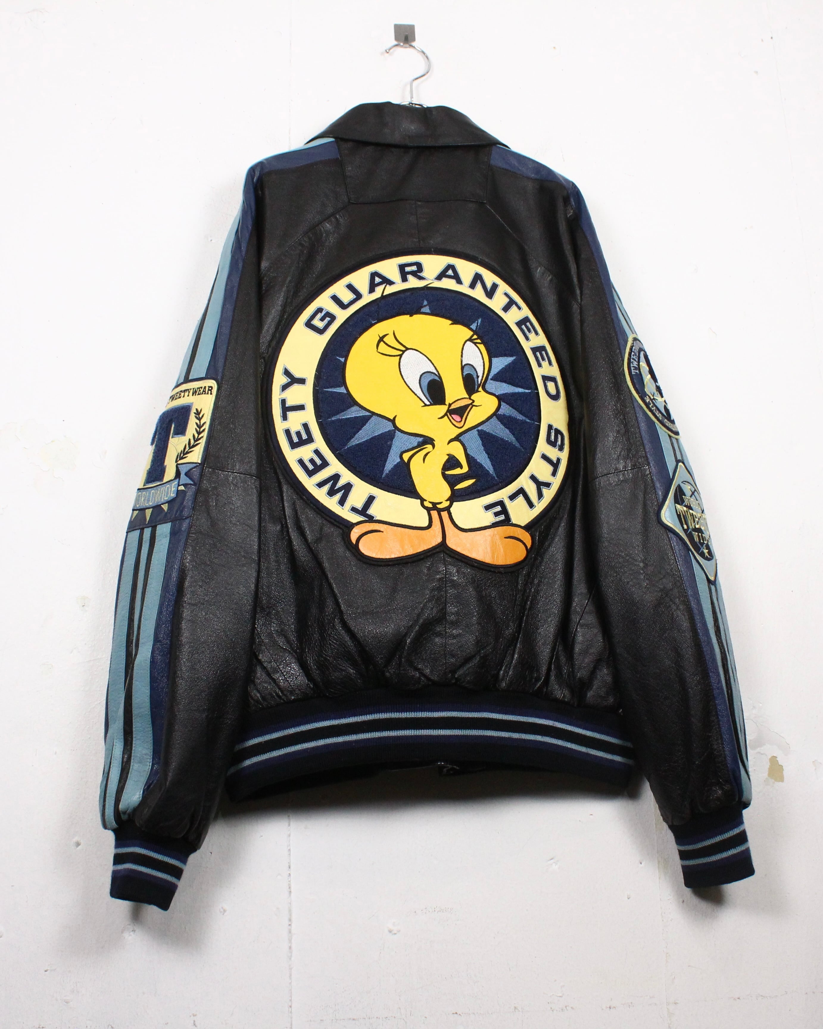 Caka act2】“LOONEY TUNES”“Tweety”Wappen Loose Leather Jacket