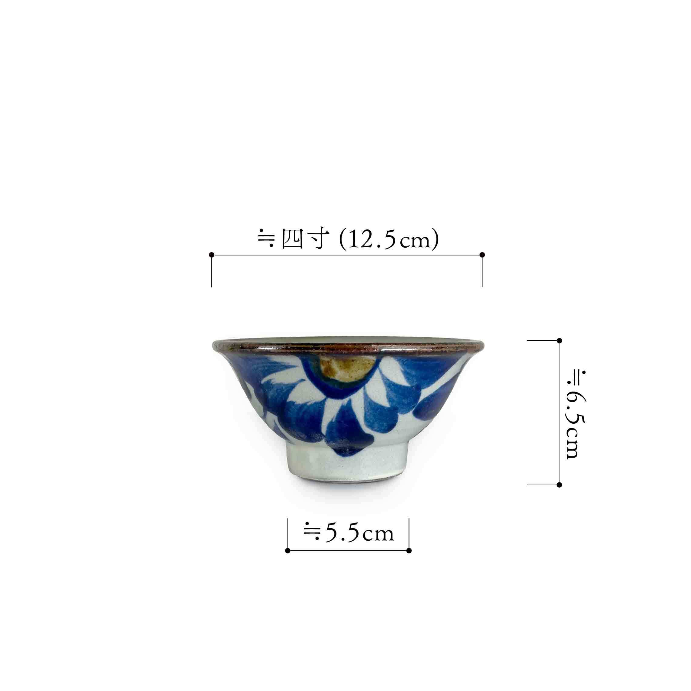 金城陶器 秀陶房】赤絵魚紋四寸マカイ 唐草 中魚 [やちむん] | 【琉球