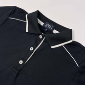 PEARLY GATES パーリーゲイツ ワッペン風刺繍 半袖 ドライ ポロシャツ サイズ 0 /レディース/ゴルフ/スポーツ/ブラック