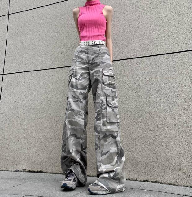 迷彩 カーゴ パンツ カモフラ柄 グレー 韓国 ストリート系 Y2K グランジ ダンス 衣装 K-POP レディース ファッション 7PA-71 迷彩 カーゴ パンツ カモフラ柄 グレー 韓国 ストリート系 Y2K グランジ ダンス 衣装 K-POP レディース ファッション 7PA-71