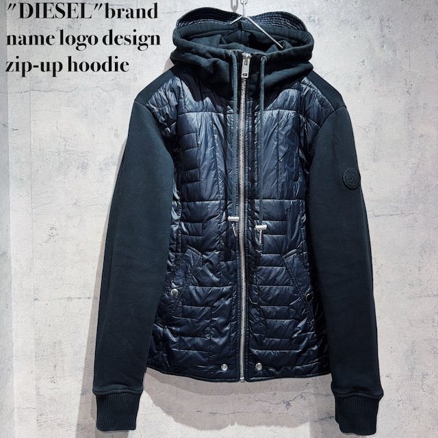 "DIESEL"brand name logo design zip-up hoodie