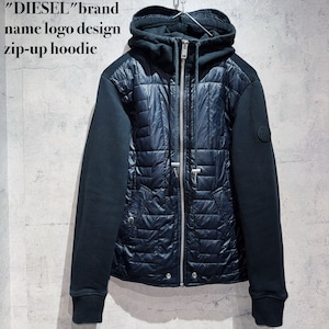 "DIESEL"brand name logo design zip-up hoodie