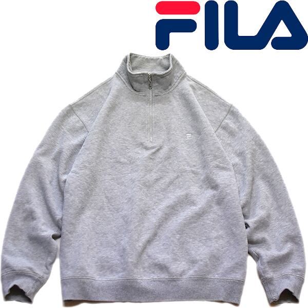 90s FILA フィラ 刺繍ロゴ ハーフジップスウェット トレーナー USA製
