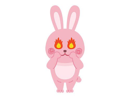 やる気を出して燃える、ウサギのキャラクターのイラスト（eps+png