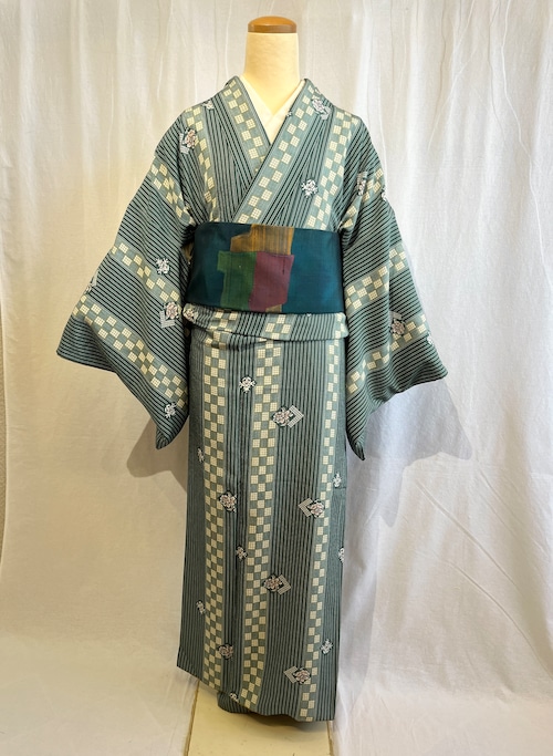 2300 高身長 大正ロマン 小紋 袷単品 Komon Kimono  (lined kimono)