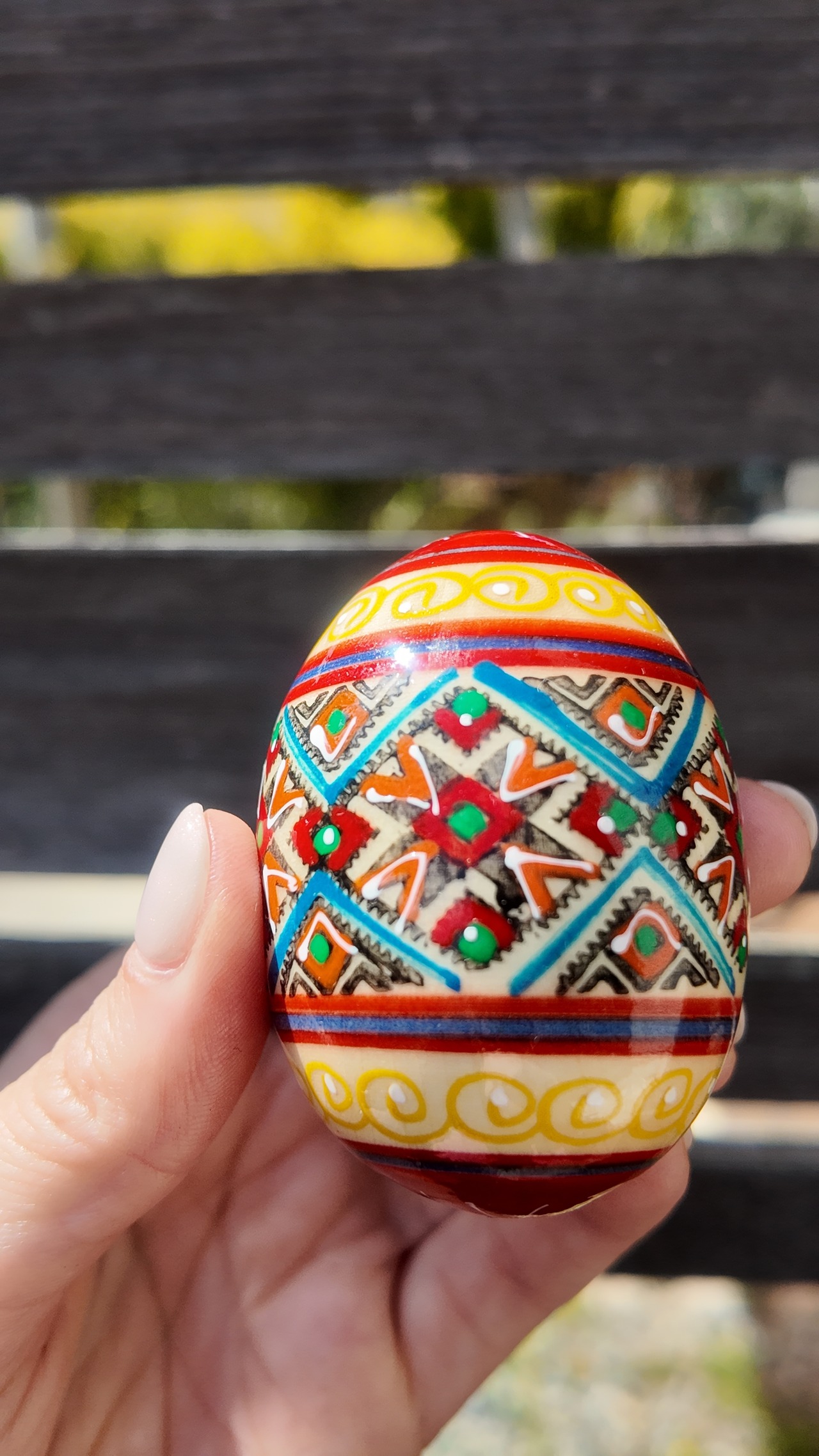 装飾用木製プィサンカ（イースターエッグ）with stand　コロミヤモデル - 4