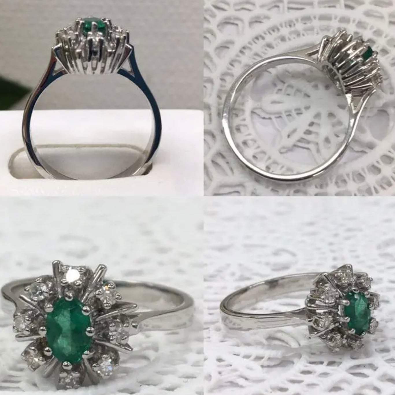 アメリカ ヴィンテージリング 1970年代 エメラルド ダイヤモンド