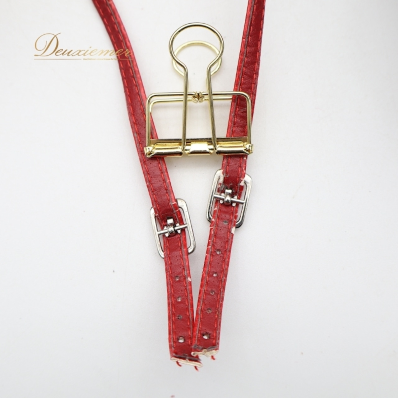 社交ダンス 衣装 ラテン シューズ 23cm レッド系 Jig Foo 靴 くつ ヒール レディース 赤 金 ストラップ 上品 鮮やか かわいい 練習 レッスン イベント ステージ ダンス衣装 ゴールド系