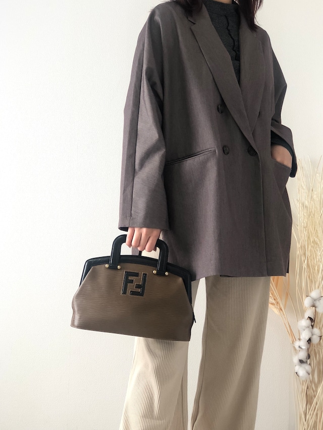 FENDI フェンディ FFロゴ レザー ハンドバッグ ブラウン vintage ヴィンテージ オールド svr7tz