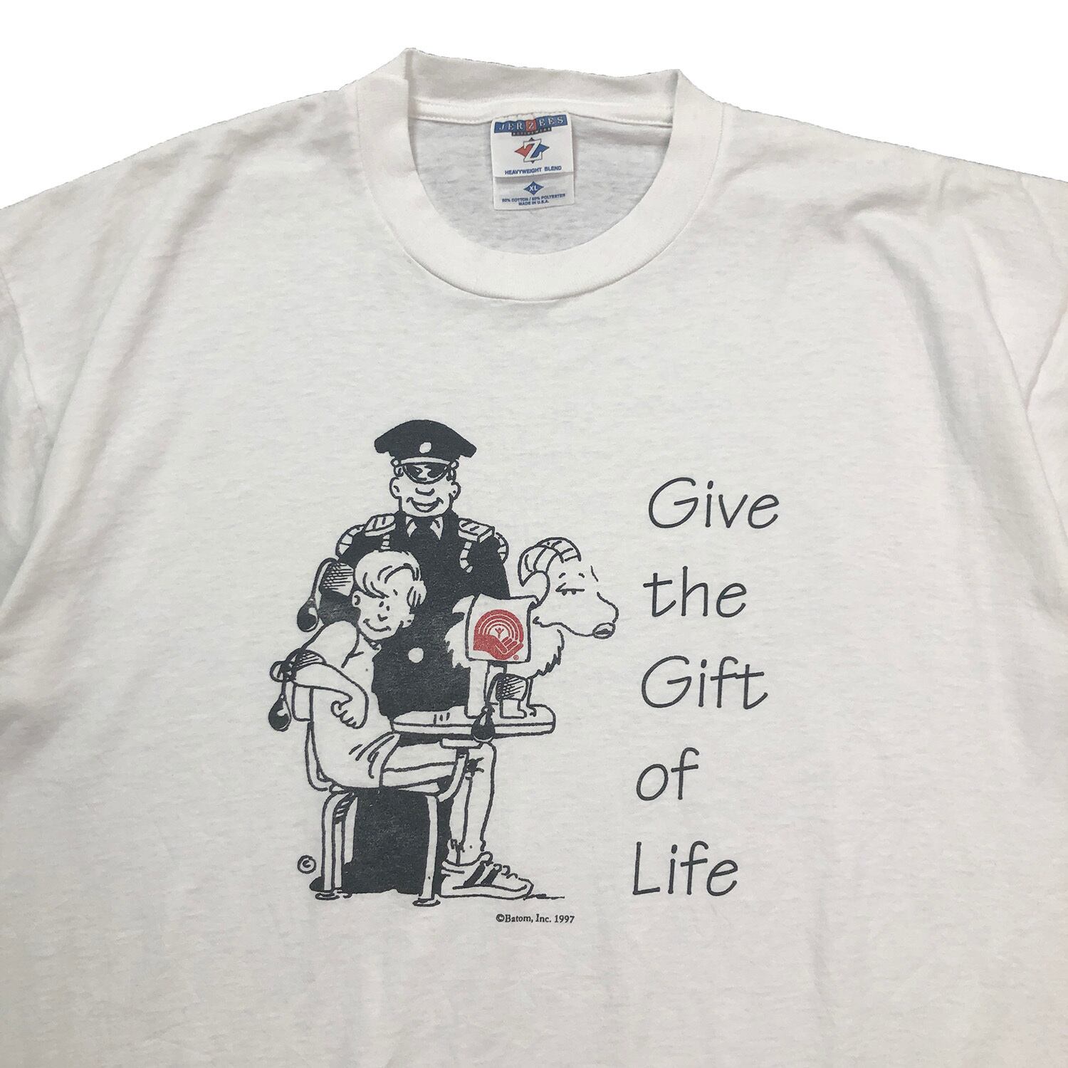 90S USA製 ヴィンテージ 献血 イラスト 1997 オールド Tシャツ メンズ