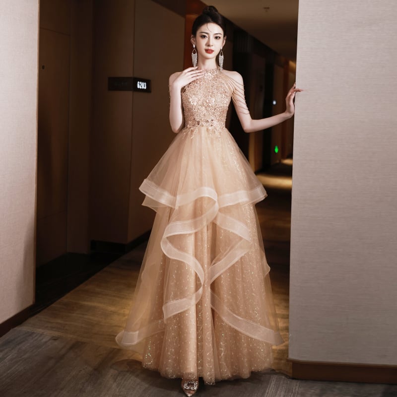 ロングドレス キラキラ 誕生日 パーティードレス お姫様 演奏会 宴会 XH2-YWL8/2