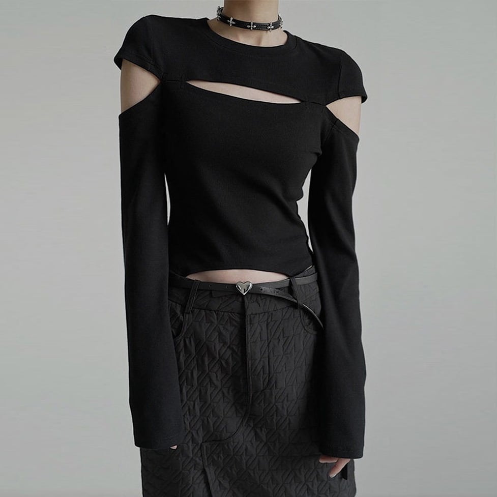 cutout slim tops / l0981