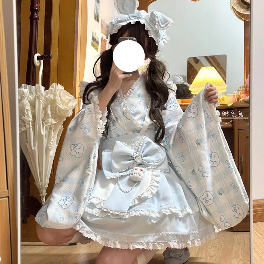 ゴスロリ通販 With U ファッション 和ロリ 和風メイドワンピース