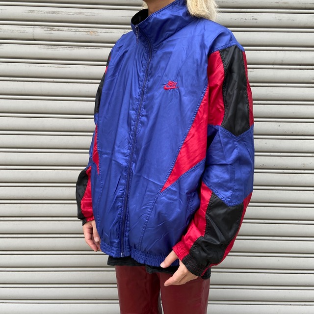 90s NIKE ナイキ 銀タグ ナイロンジャケット マルチカラー L