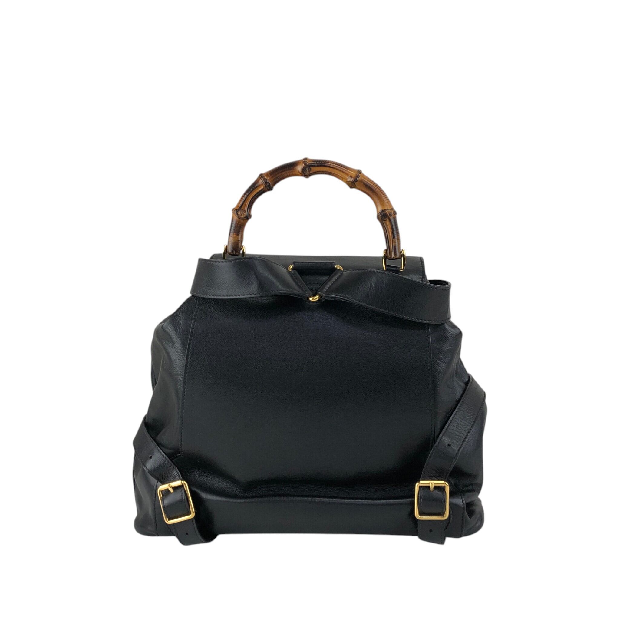 GUCCI グッチ バックパック ブラック バンブー レザー リュック