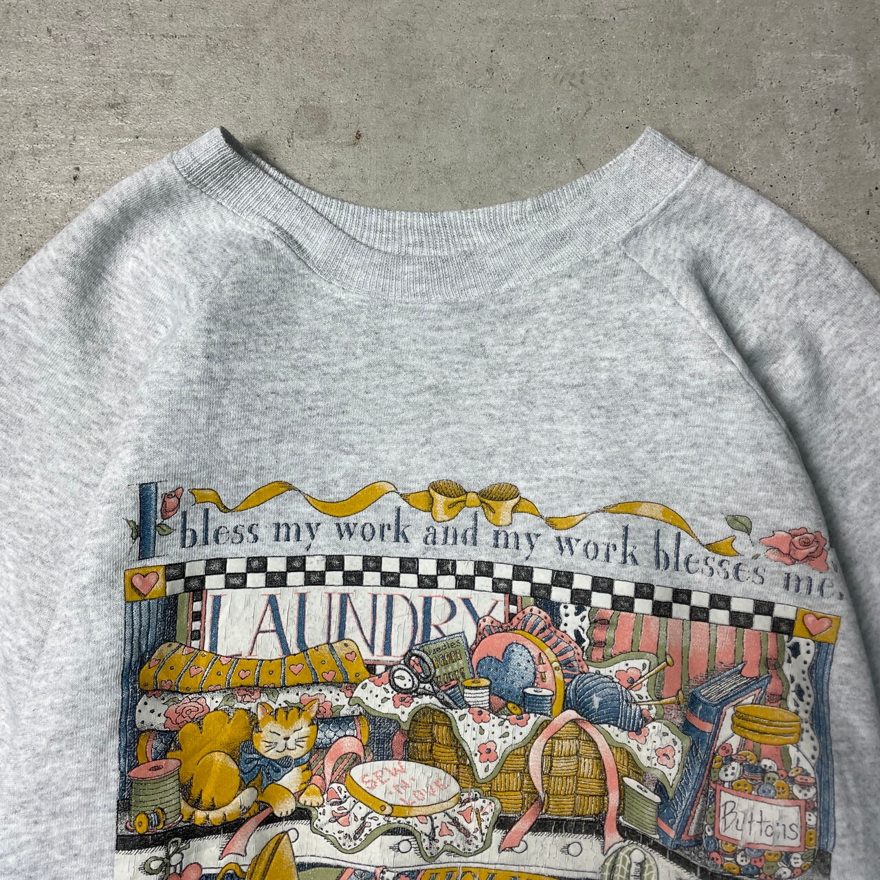 90年代 USA製 プリントスウェットシャツ レディースL メンズM相当 古着 