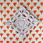 ブロックプリント生地【50cm単位】インド綿  マリーゴールド 白×オレンジ #20741-OR1