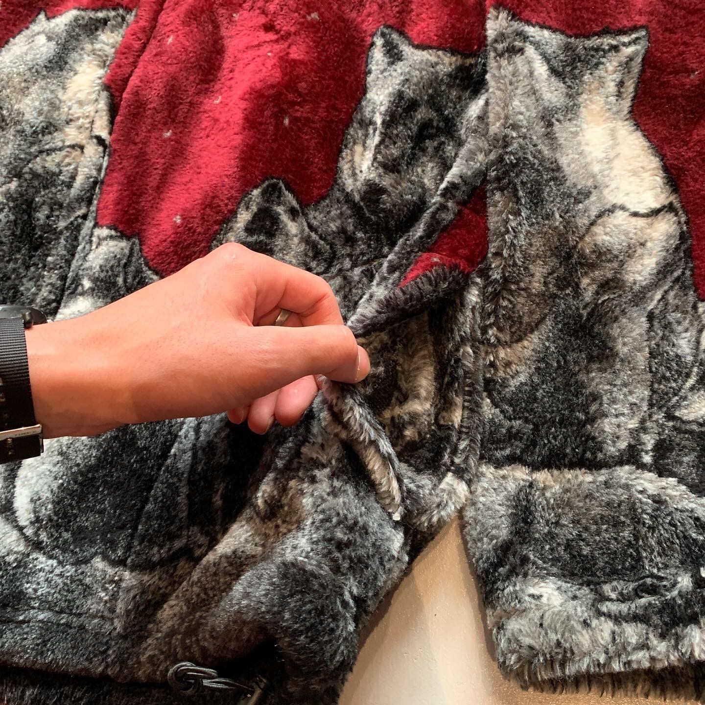 90s MAZMANIA wolf fleece zip up jacket