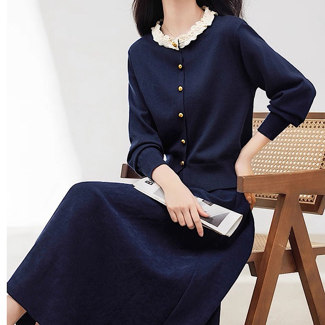 高級感 ニットトップス＆スカート 2点セット　YH9502