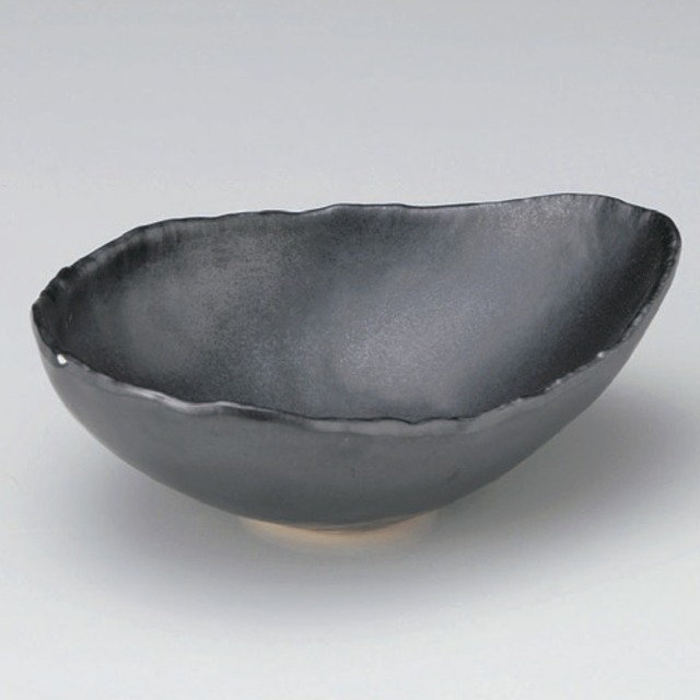 黒ﾏｯﾄ変形鉢[317] 35-7-207楕円鉢