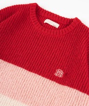 【#Re:room】WOOL COLOR BORDER MOHAIR CREW KNIT［REK113］