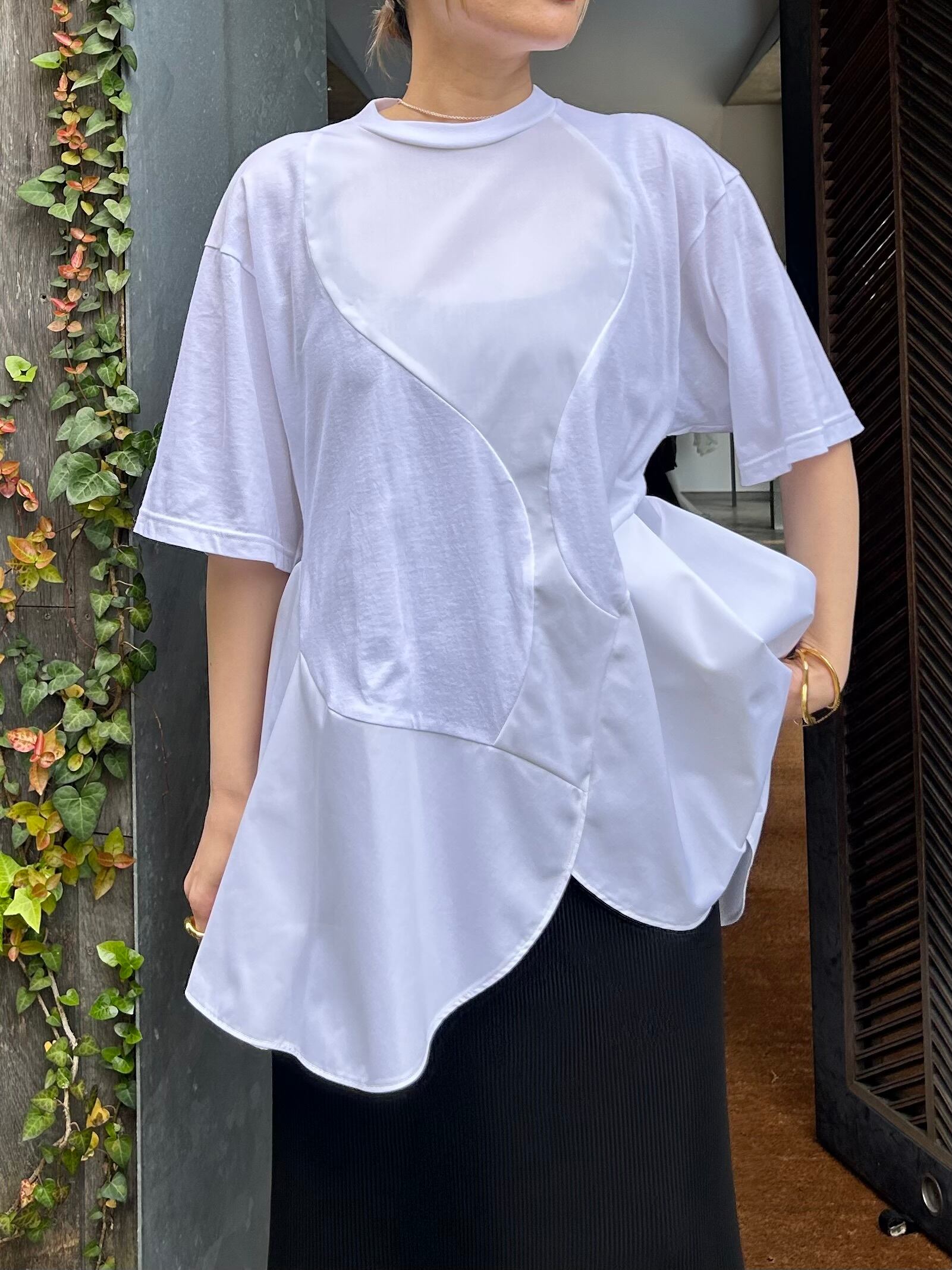 24SS】ENFOLD エンフォルド / PETAL-HEM T-SHIRT / Tシャツ | TRENT 