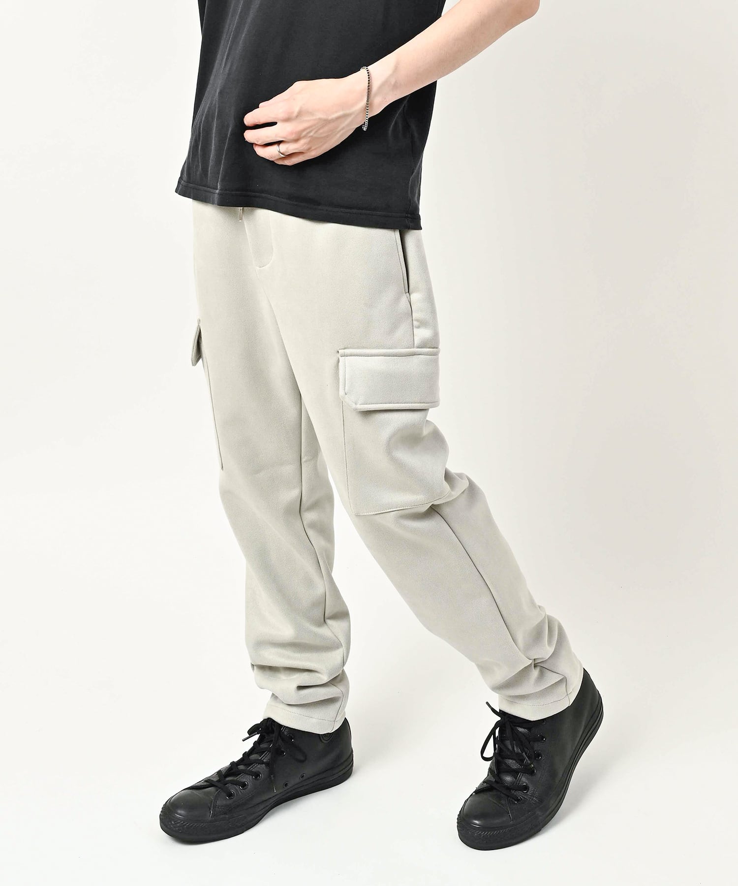 MMMM Suede-finish ponte cargo pants (GRY) 28011M26