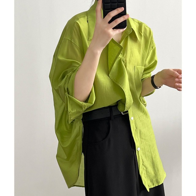 Balloon sleeve loose sheer shirt ◇3colors 1965