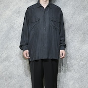 design double pocket black silk shirt