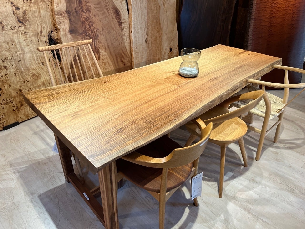 胡桃の木　一枚板　和風テーブル 胡桃（クルミ）_2050×680-885×60_横浜元町店_テーブル天板/一枚板