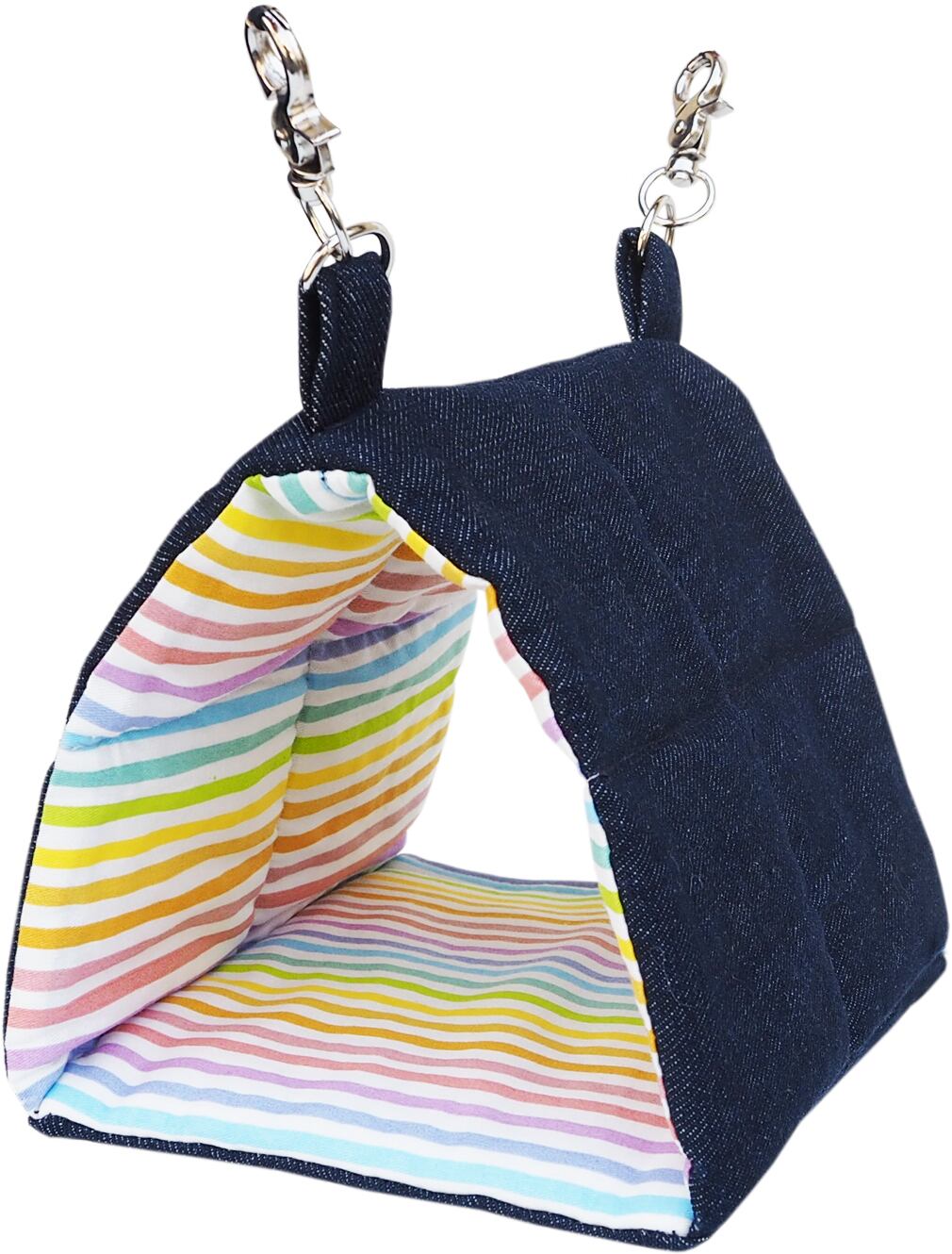 【小鳥用品】小鳥のデニムトンネル　レインボー