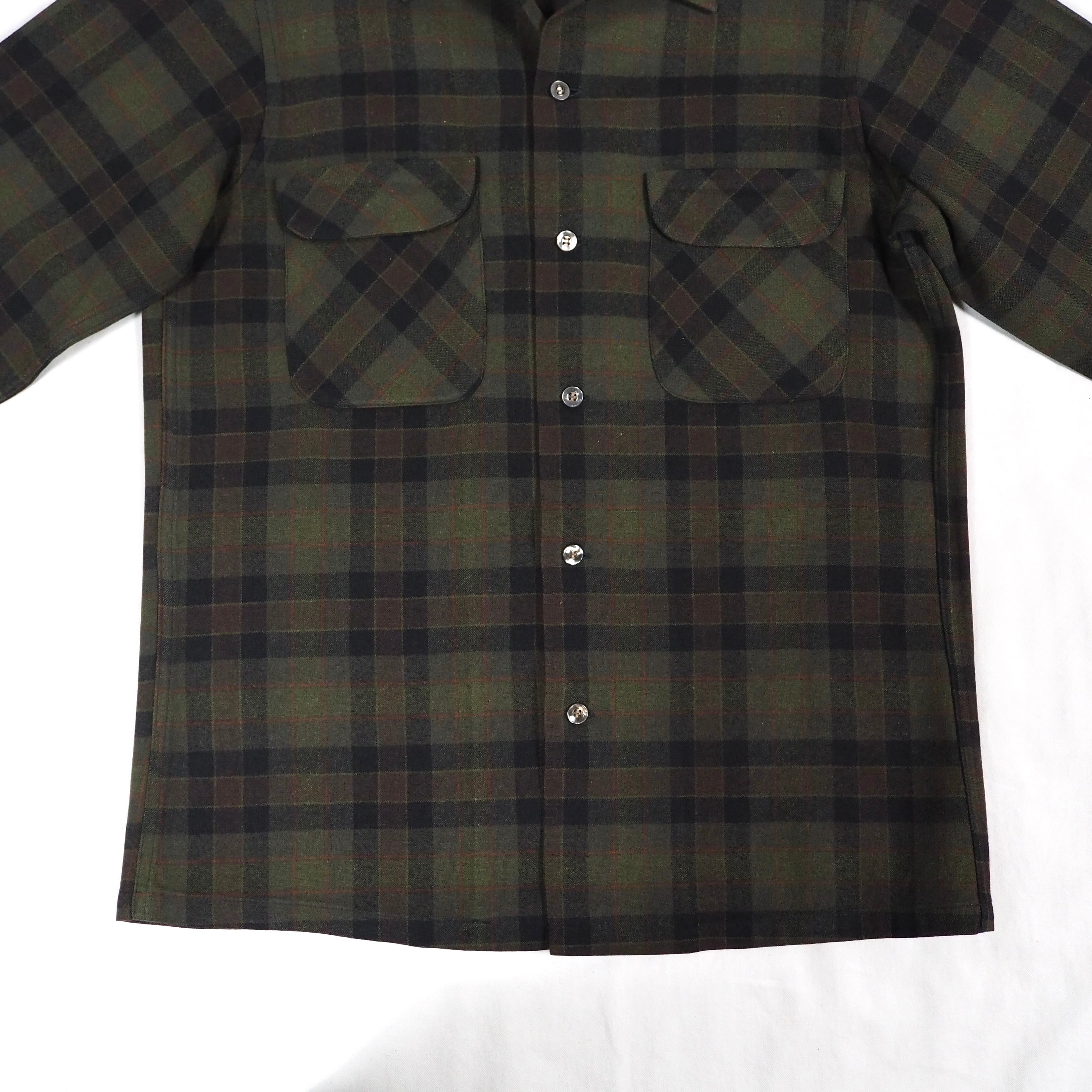 NOS】60's PENDLETON Board shirt M Olive ペンドルトン ボードシャツ
