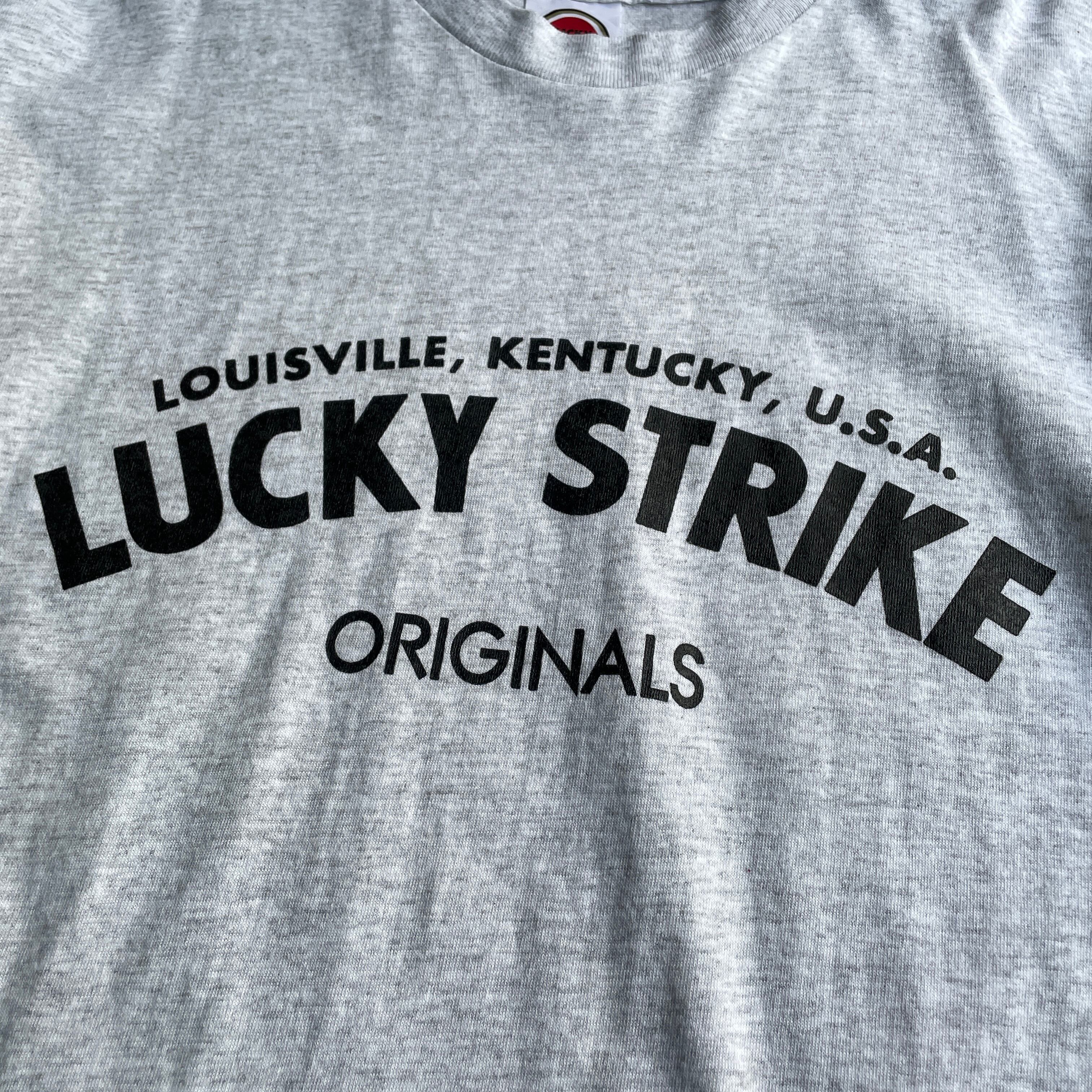 USA製 90年代 ”LUCKY STRIKE” 企業 オリジナル アドバタイジングTシャツ メンズL 古着 ラッキーストライク タバコ 煙草  プリントTシャツ 90s ヴィンテージ ビンテージ シングルステッチ 霜降りグレー【Tシャツ】【23T】 | cave 古着屋【公式】古着通販サイト