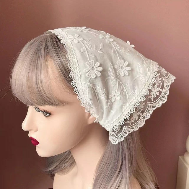 レディースヘアアクセサリー・レース三角スカーフ・ヘッドバンド・リボン・ファッション小物