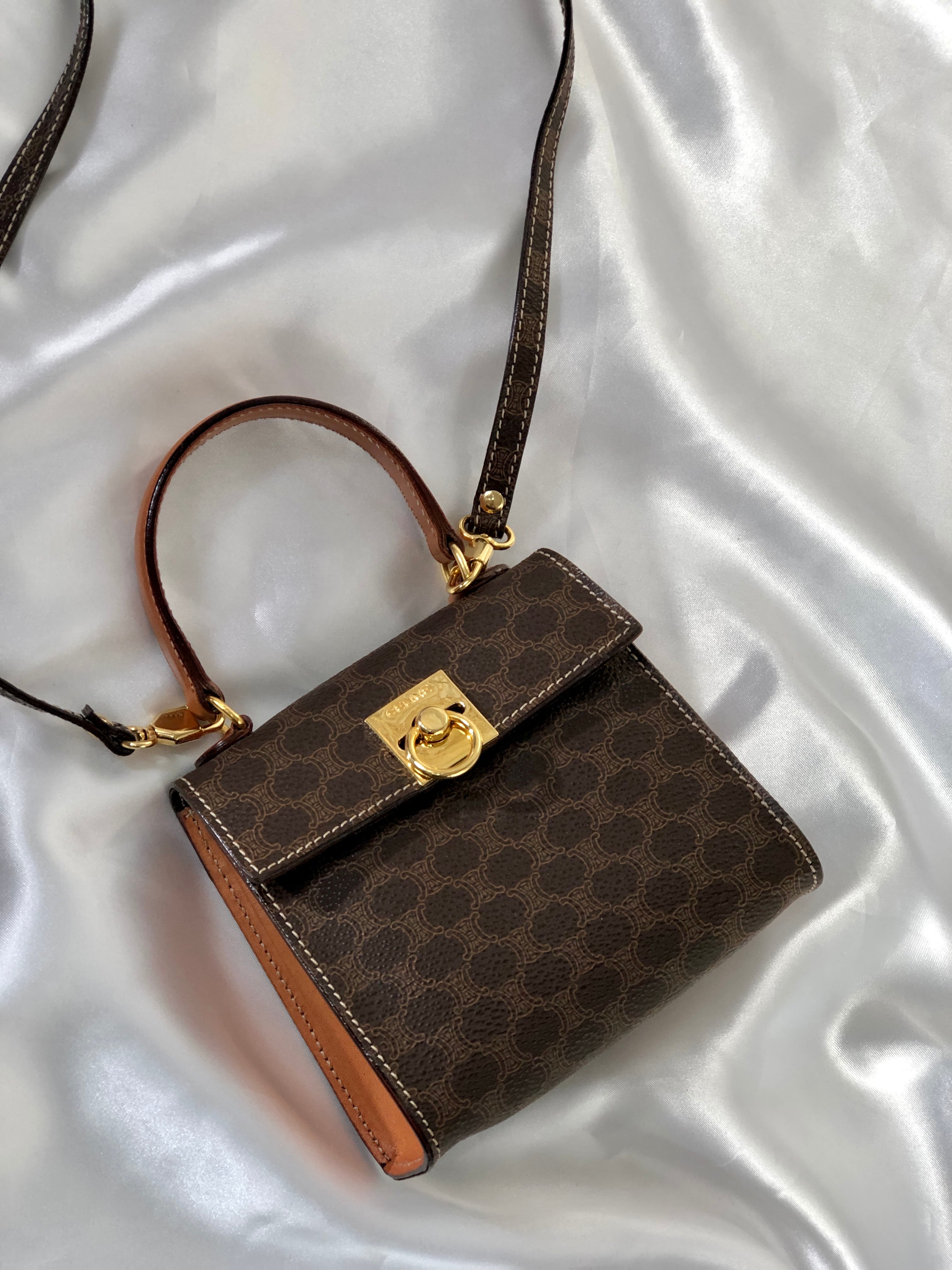 CELINE セリーヌ マカダム ガンチーニ PVC レザー ハンドバッグ ミニ