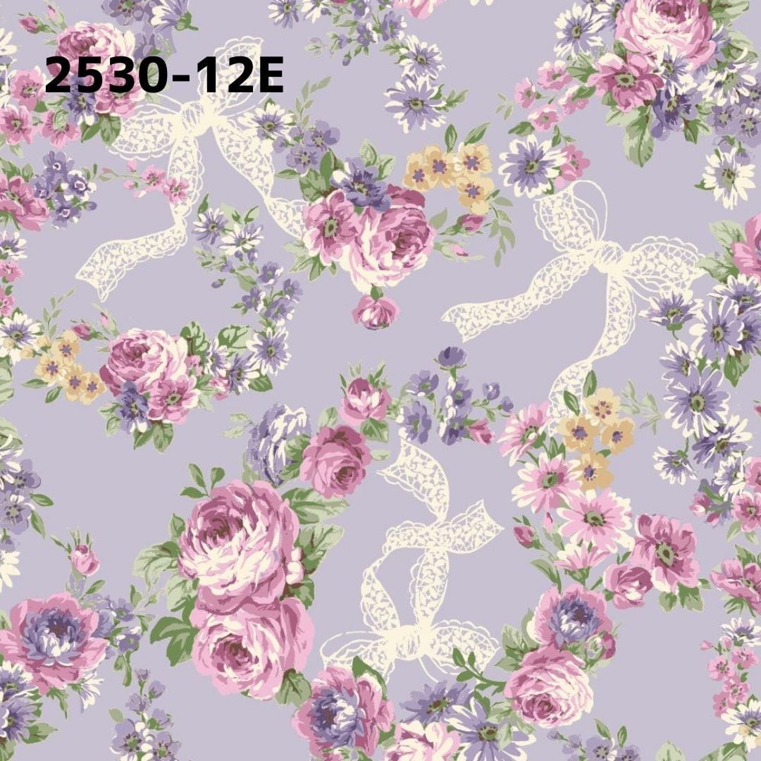 薄紫薔薇柄生地14～15m f1c3844af4ebcb90282ae851ab69fa