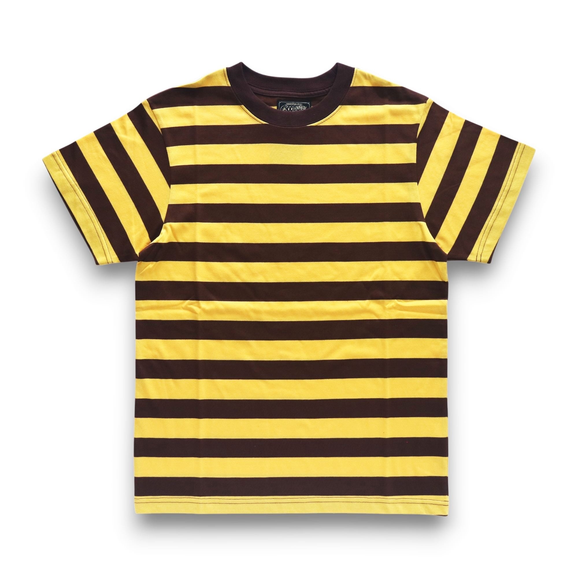 ロッキンストライプ Tシャツ イエロー＆ダークブラウン GOOD ROCKIN