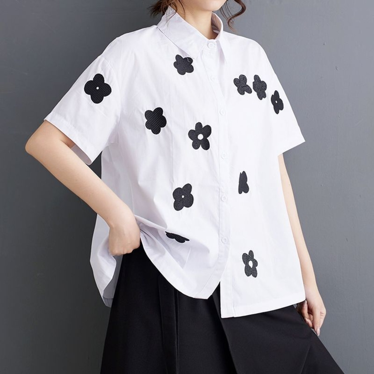 花柄 リラックスシルエット シャツ30055