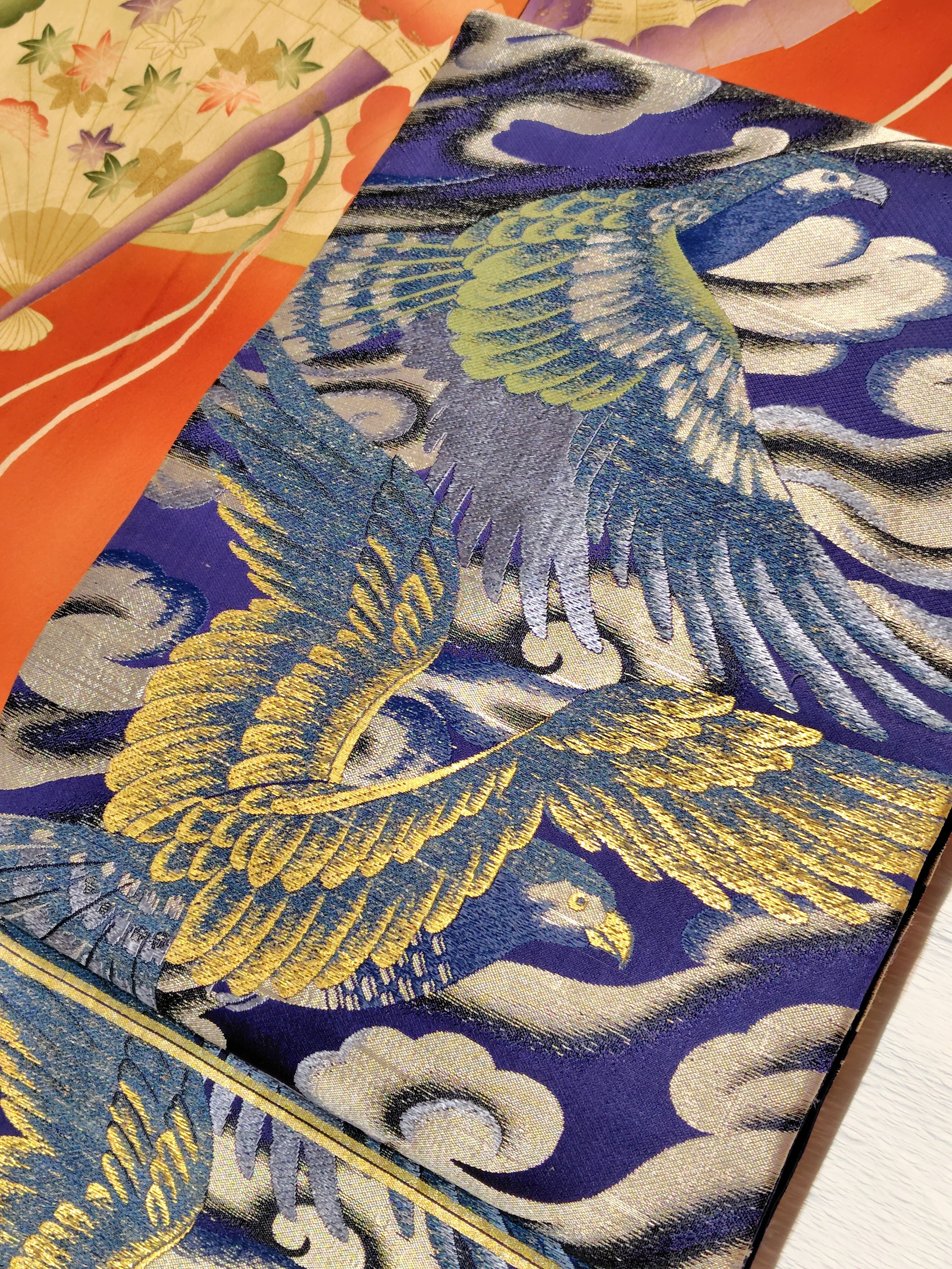 アンティークの鳥柄の名古屋帯 | リサイクル着物 菅野