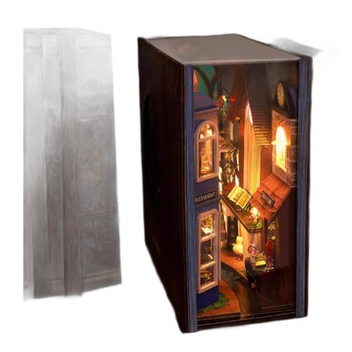 DIY ミニチュア ブックエンド ミニチュアハウス マジックハウス 手作り組み立て 建築模型 クリエイティブ 誕生日 プレゼント クリスマス おしゃれ インテリア 北欧