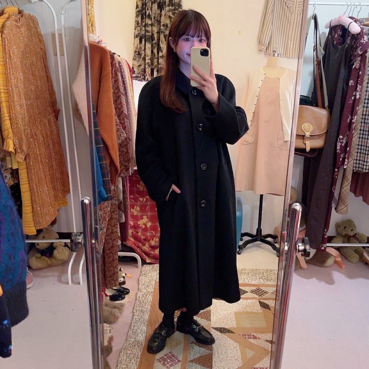black cashmere long coat