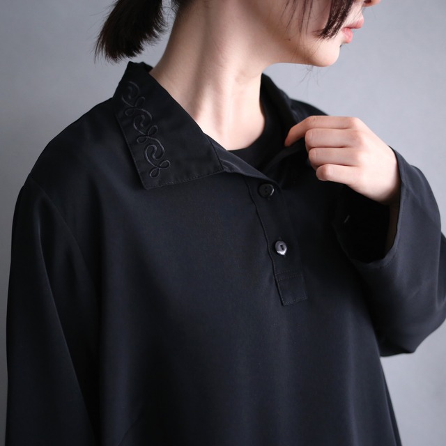"刺繍" collar beautiful embroidery design loose pullover（dead stock）