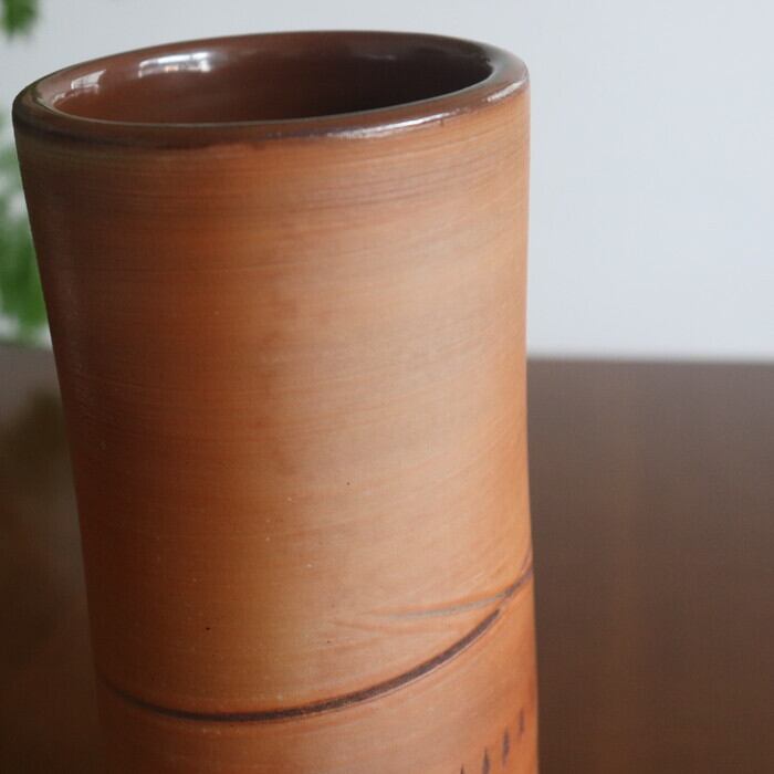 美品 小石原焼 花瓶 フラワーベース 飛び鉋 小石原焼 蔵人窯 筒花瓶 一本飛び鉋 Koishiwara-yaki Flower vase #314