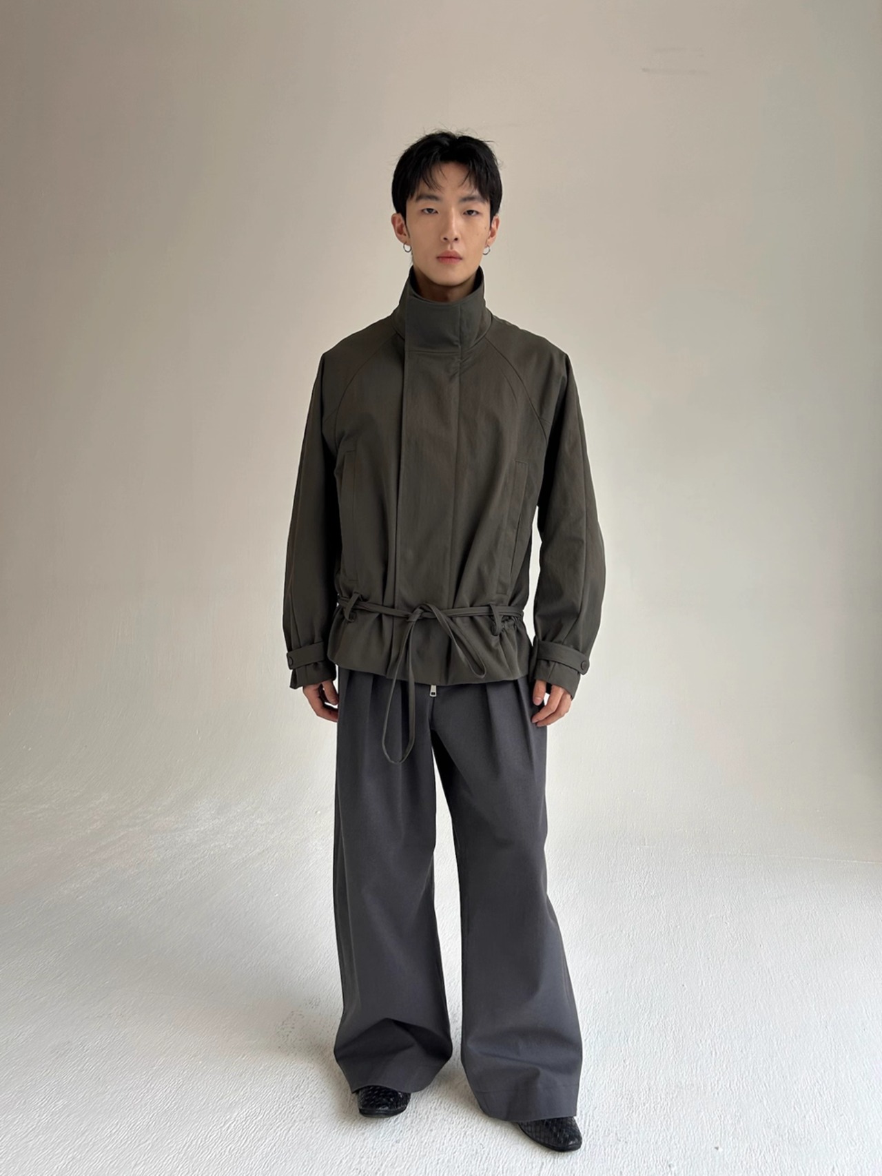 yausye 70 Drawstring Windproof Stand Collar Jacket