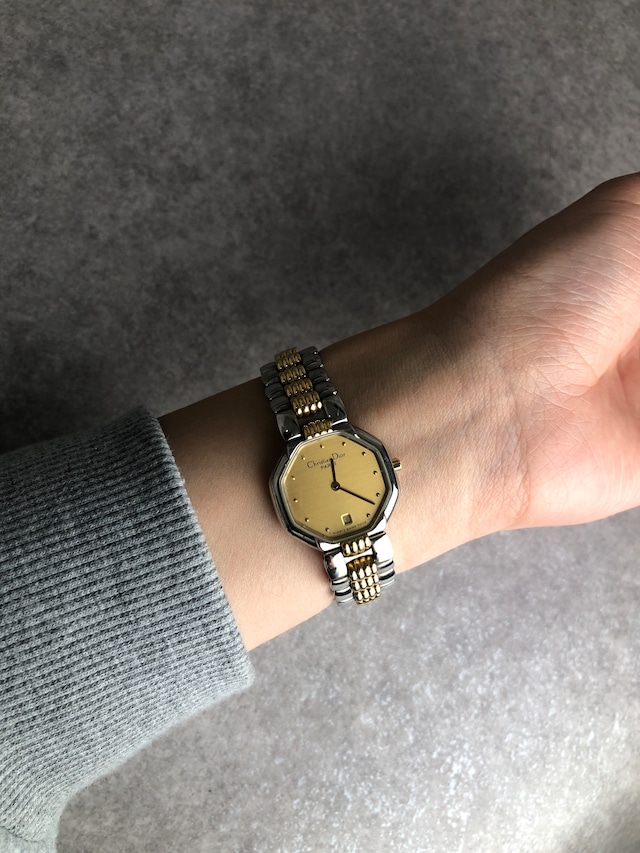 Christian Dior クリスチャン ディオール オクタゴン 腕時計 ゴールド ステンレススチール vintage ヴィンテージ オールド dyf2ss