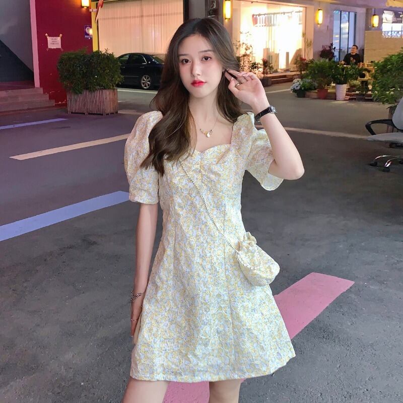 カラーウェストスカート サマーベルト レースフローラルドレス 夏物 ハーネス 花柄 スクウェア YY-ファッション78466979514