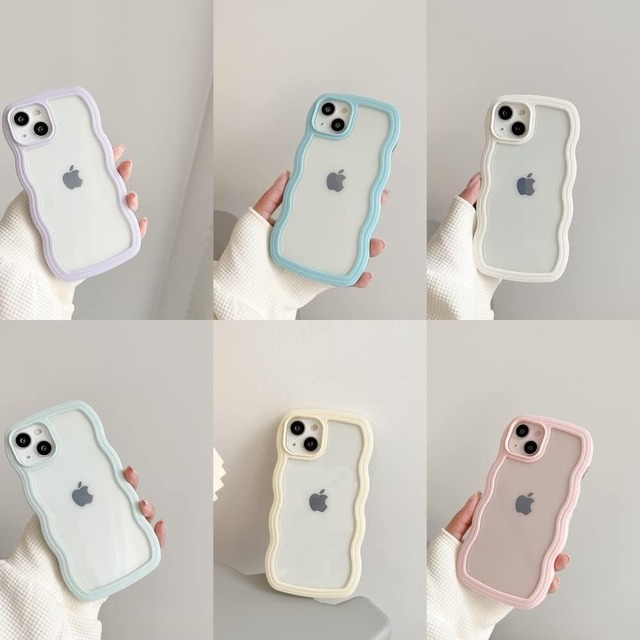 OwnestX iPhone 7/8/SE 用ケース ウェーブデザイン ケース シンプル おしゃれ クリア TPUカバー 波状エッジ 擦り傷防止 全面保護 ぴったりと手にフィット 耐衝撃 衝撃吸収 携帯カバー レディース 女性向け－ワイト